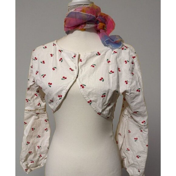 Seek The Label Cropped Cotton Size Medium Top Coquette Stem Cherries - Picture 1 of 3
